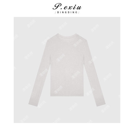 04-6潘依绣丁丁宠粉天丝温柔风圆领百搭简约长袖T恤 HHD0232 商品图2