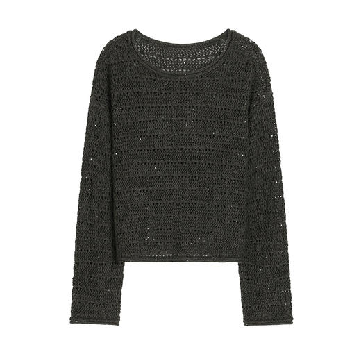 NEELLY纳俪商场同款春新款时尚镂空软糯针织衫女复古落肩百搭上衣N26021A01057 商品图3