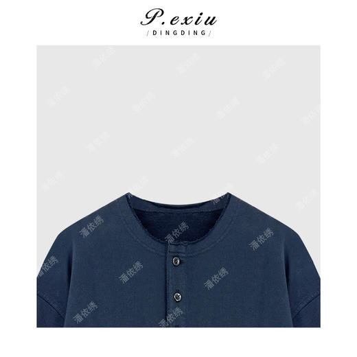 A008潘依绣丁丁宠粉100%棉减龄做旧磨破半开领长袖卫衣Q48556 商品图2