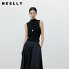 NEELLY纳俪商场同款春新款休闲黑色半高领坑条背心女修身针织上衣N26031A01100 商品缩略图0