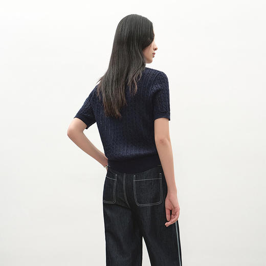 NEELLY纳俪商场同款夏新款经典简约POLO领针织短袖女宽松舒适上衣N26044A04403 商品图1