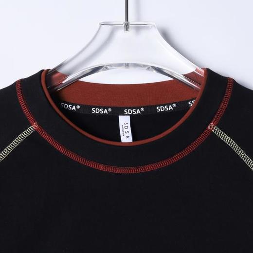 26T51SDSA男装2026新款潮牌街头风明线长袖撞色明线宽松圆领T恤 商品图2