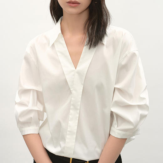 NEELLY纳俪商场同款夏季新款法式设计感白衬衫女气质高级质感上衣N26044R04517 商品图2