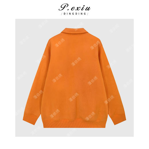 A008潘依绣丁丁宠粉纯色简约百搭加绒厚款POLO领长袖卫衣Q79456 商品图1