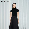 NEELLY纳俪商场同款夏季新款气质半高领短款针织衫女黑色修身上衣N26044A04405 商品缩略图0