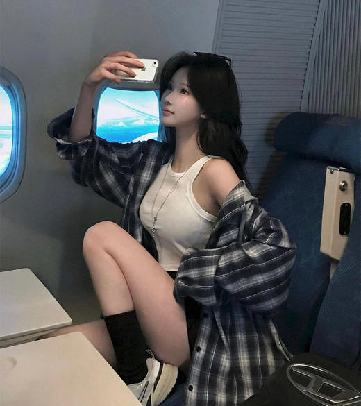 韩国Bellide拼接格子连帽衬衫 商品图2