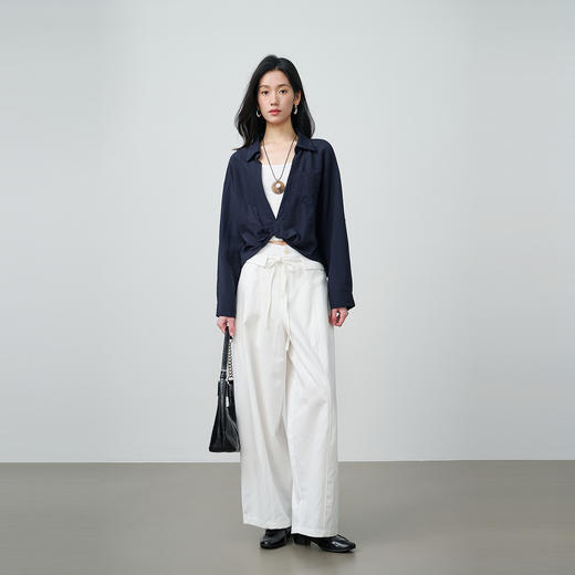 NEELLY纳俪商场同款春新款经典百搭白色休闲直筒裤女舒适户外长裤N26014H05504 商品图2