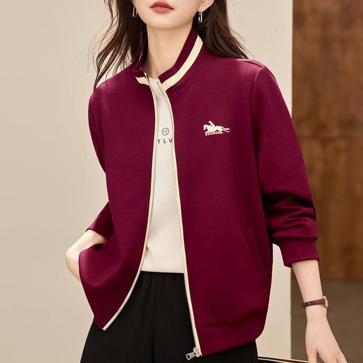 百媚生 立领卫衣外套休闲运动开衫XS82530125 商品图0