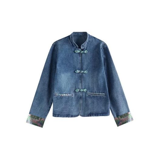 百媚生 国风立领盘扣牛仔外套女XFY2125 商品图4
