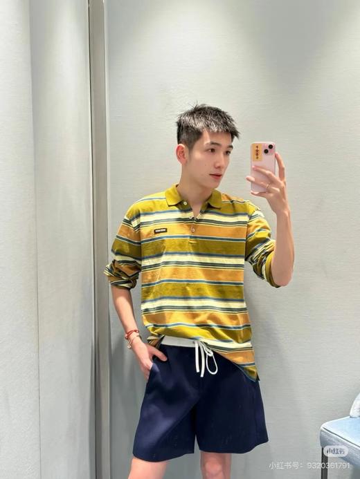 mi*u|缪系~26早春复古撞色条纹口袋翻领polo衫 商品图2