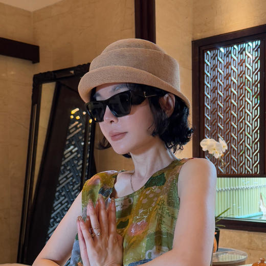 PanYiXiu/潘依绣法式赫本风和纸纱轻薄透气渔夫帽遮阳帽 SYC60023 商品图0