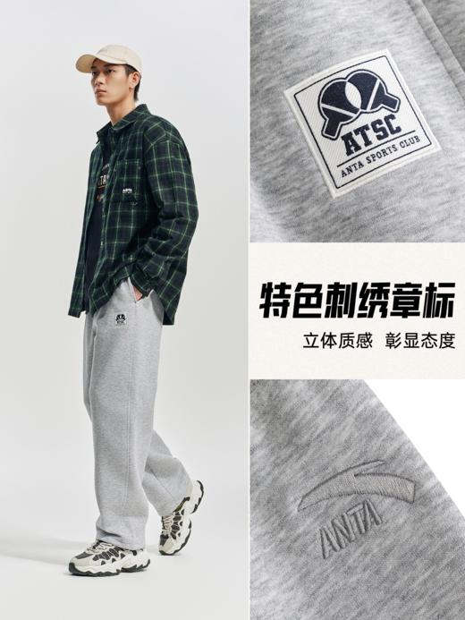 安踏潮流美式休闲长裤男士加绒宽松阔腿针织直筒裤子152618302S-1 商品图1