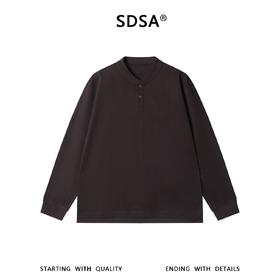 SDSA男士秋冬新款痞帅男装简约复古亨利领设计长袖T恤纯色百搭