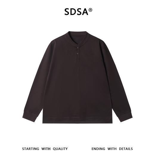 SDSA男士秋冬新款痞帅男装简约复古亨利领设计长袖T恤纯色百搭 商品图0