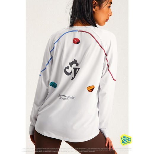 CryingCenter 速干瑙石三色力线立体气孔格跑步训练户外长袖 商品图3