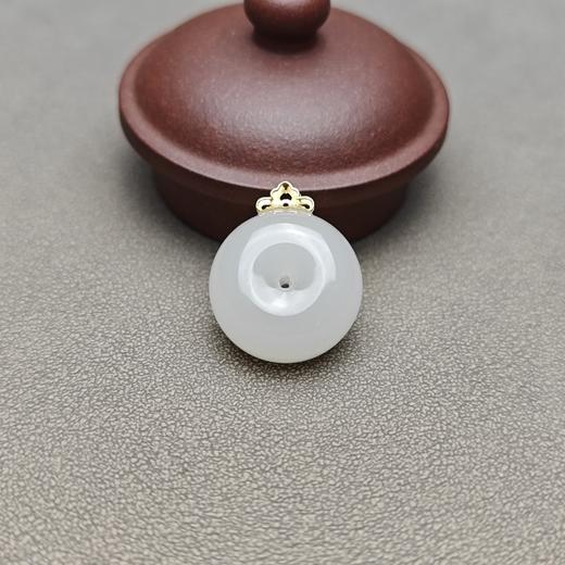 和田玉青海料冰底羊脂玉饱满包金平安扣 228-16 商品图3