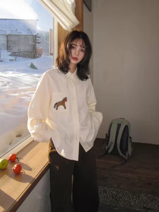 浮生八记/25D263/全棉小马驹手工刺绣贴布绣灯芯绒衬衫 商品图0