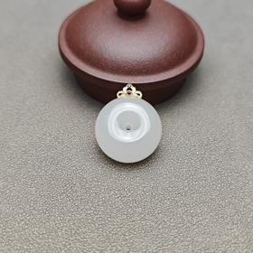 和田玉青海料冰底羊脂玉饱满包金平安扣 228-16