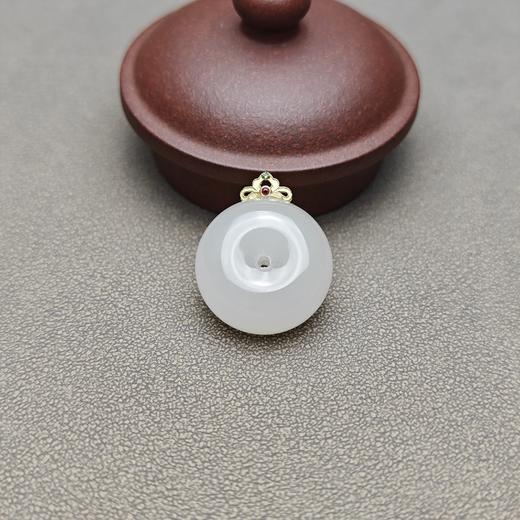 和田玉青海料冰底羊脂玉饱满包金平安扣 228-16 商品图0