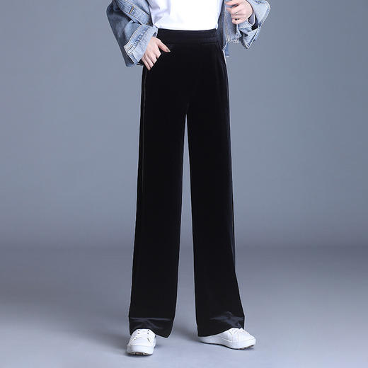 MYX金丝绒阔腿裤女装春秋季2026年新款垂感宽松直筒休闲裤 商品图1