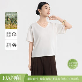 （合作款）雨露亚麻V领宽松T恤yc0309010