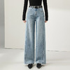 MYX浅蓝色窄版牛仔阔腿裤2026春季新款垂感修身直筒裤长款高腰休闲裤 商品缩略图0