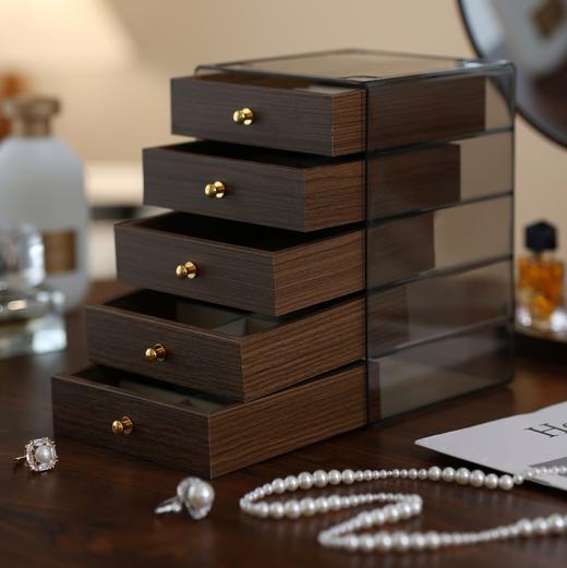 仅售💰39！出口韩国订单❗️【MuseMate胡桃木纹五层首饰收纳盒】 ✅小巧不占地方，足足5层大容量💎项链、手链、耳钉、耳环、戒指..通通帮你收纳整齐​ ​ 商品图0