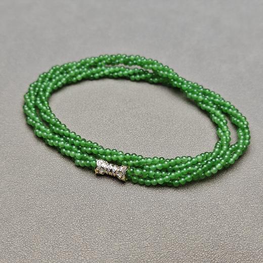 和田玉俄碧冰底苹果绿精美米珠项链 228-20 商品图5
