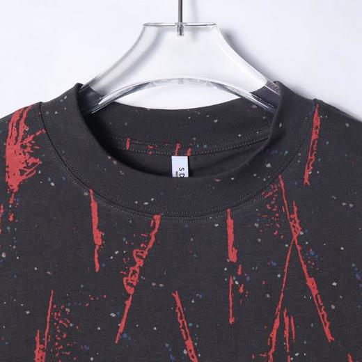 夏季高级感新款美式泼墨撞色印花短袖T恤潮牌嘻哈百搭潮流上衣 商品图1