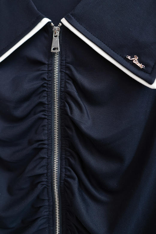 航海少女|海军领拉链褶皱开衫上衣 商品图3