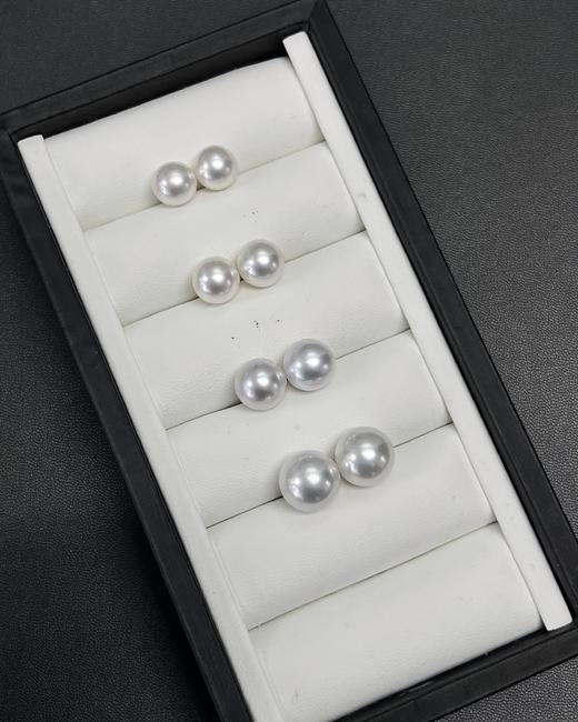 ⁶【极光澳白耳钉裸珠】（一对）基本正圆微微瑕，3A镜面光凤凰级别，按照大小选择，裸珠有24小时鉴赏期，确认要联系工厂加工款式出证书【香港】SS06-QTT-XGZZ 商品图3