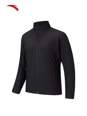 安踏立领针织外套男士加厚保暖夹克运动服上衣152617622-2基础黑