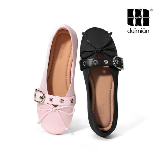 对面duimian缎面芭蕾鞋法式平底玛丽珍复古浅口单鞋 商品图4
