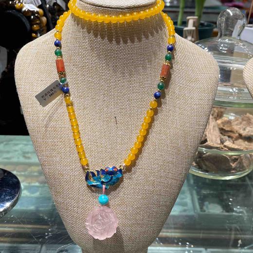 560元/条粉水晶玫瑰毛衣链 商品图0