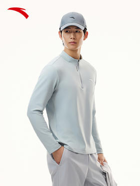 【林孝埈同款】安踏零压T丨半拉链长袖t恤卫衣男士新款152617407-2芦灰色