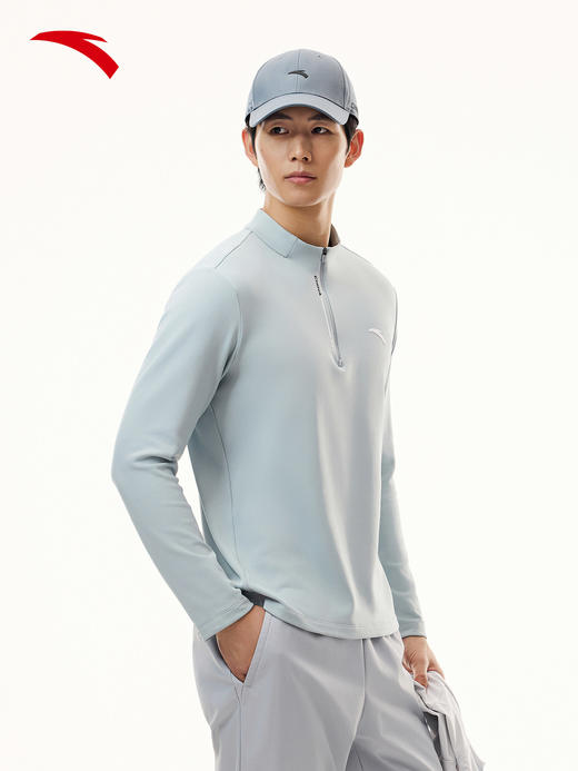 【林孝埈同款】安踏零压T丨半拉链长袖t恤卫衣男士新款152617407-2芦灰色 商品图0