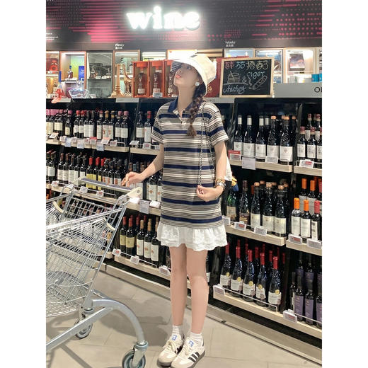 <曾小咸推荐>韩系宽松下摆拼接花边连衣裙 商品图3