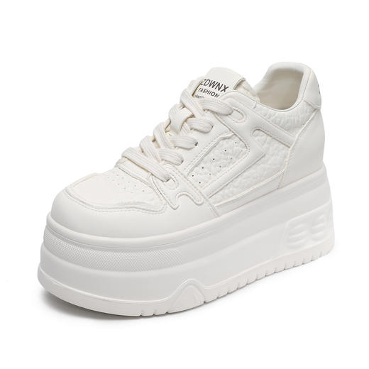 轻便全头层牛皮专业内增高女鞋8CM厚底松糕小白鞋ZM269001 商品图4