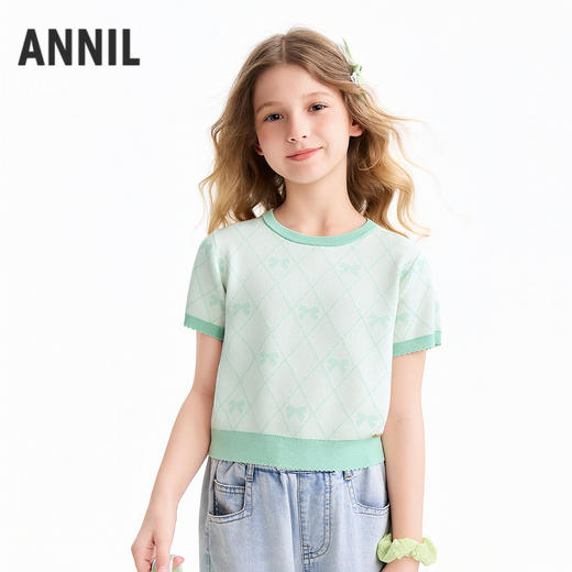 【实体店同款】女童短袖针织衫夏季新款安奈儿童装AG624055 商品图0