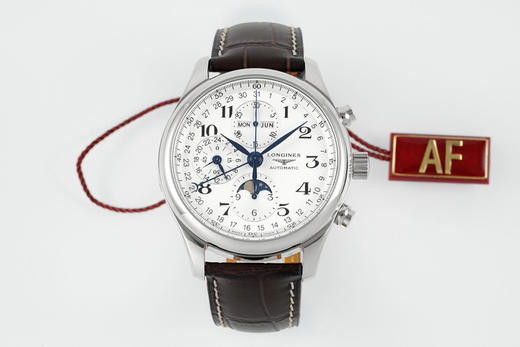 AF浪琴名匠8针月相功能腕表系列（搭载满血版一体机芯➕亚洲7751机芯）42MM精钢表壳经过抛光处理，延续了浪琴的优雅气质，表壳左侧隐藏了星期历的调节按钮 整个手表基于正品original原版开模❕❕ 商品图12