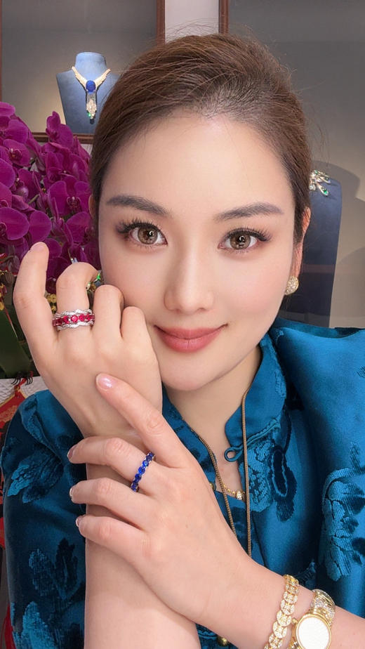 GAONAS高纳仕 炽海对歌 轻奢气质红蓝色排戒11924JR 商品图2