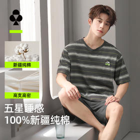 【L-3XL】【有棵树】男士短袖短裤纯棉家居服套装