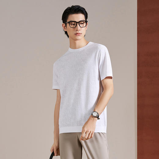 【伊力特/字母印花】柒牌男装2026夏季圆领柔软微弹潮流短袖T恤 130T72530 商品图1