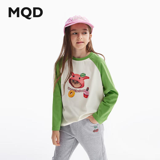 【MQD】童装女童秋款插肩袖印花甜美长袖T恤 商品图1