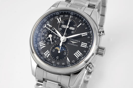 AF浪琴名匠8针月相功能腕表系列（搭载满血版一体机芯➕亚洲7751机芯）42MM精钢表壳经过抛光处理，延续了浪琴的优雅气质，表壳左侧隐藏了星期历的调节按钮 整个手表基于正品original原版开模❕❕ 商品图0