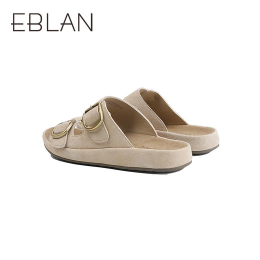 伊伴2026夏季松弛度假风美拉德绒面勃肯拖鞋B26308502 商品图3