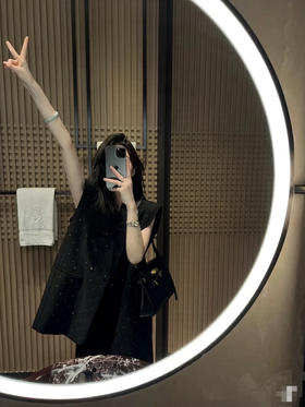 原单新款烫钻垫肩马甲外套