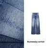 Runaway artist 沈梦辰明星同款原创设计纤直立裁牛仔裤 商品缩略图1