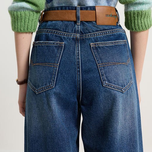 【莱赛尔】三彩2026春季新款高腰牛仔裤宽松休闲阔腿裤长裤显瘦M 商品图2