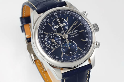 AF浪琴名匠8针月相功能腕表系列（搭载满血版一体机芯➕亚洲7751机芯）42MM精钢表壳经过抛光处理，延续了浪琴的优雅气质，表壳左侧隐藏了星期历的调节按钮 整个手表基于正品original原版开模❕❕ 商品图11